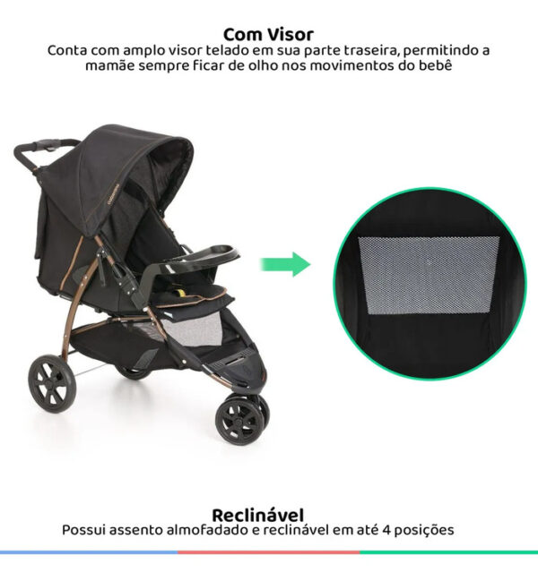 CARRINHO BEBE CROSS TRAIL PRETO COBRE - GALZERANO - 1450PTC - Imagem 4