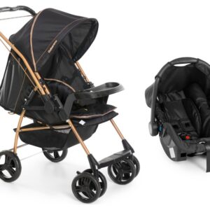 CARRINHO BEBE MILANO REV TRAVEL SYSTEM PRETO GOLDEN - GALZERANO - 1019PTG